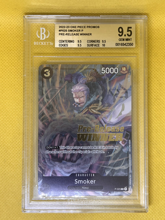 Smoker P-025 OP-02 Pre-Release Winner BGS 9.5