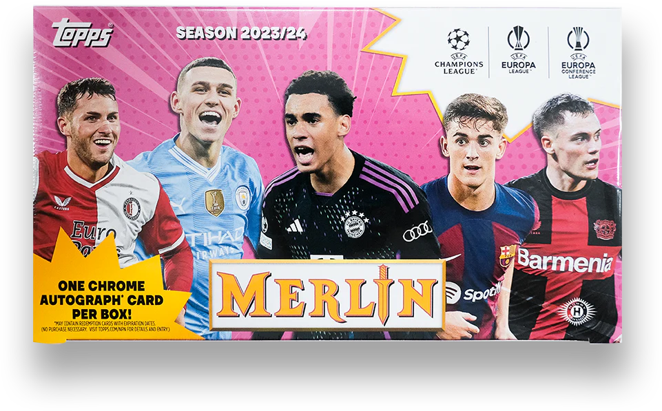 Topps UEFA Club Competitions Merlin Chrome Football Hobby Box 2023-24