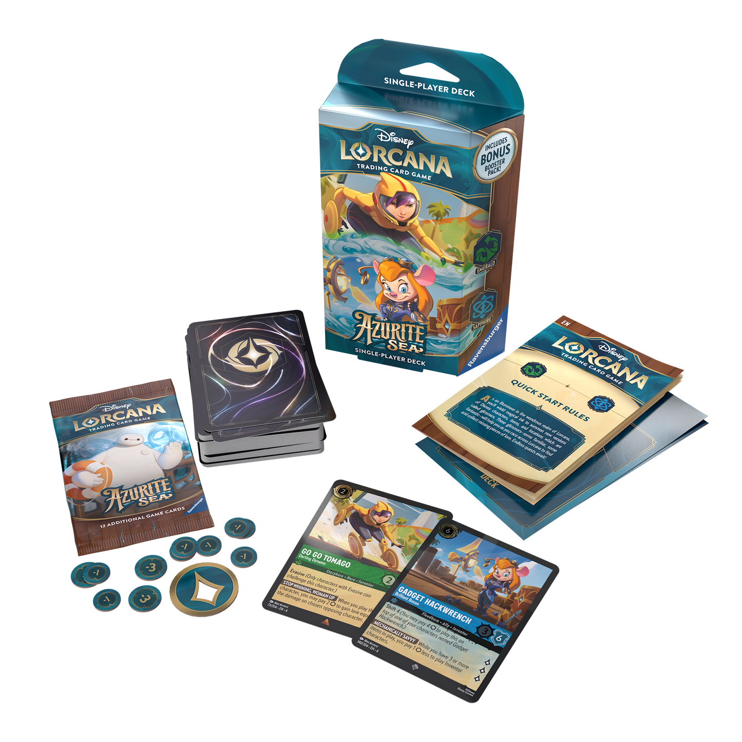 Disney Lorcana: Disney Lorcana: Azurite Sea Starter Deck - Emerald & Sapphire