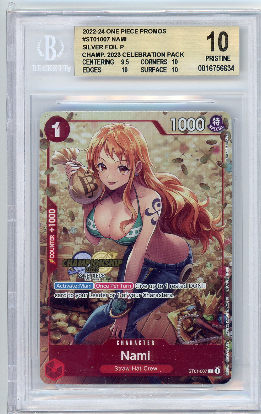 Nami 2023 Championship Stamp, ST01-007 BGS 10 One Piece