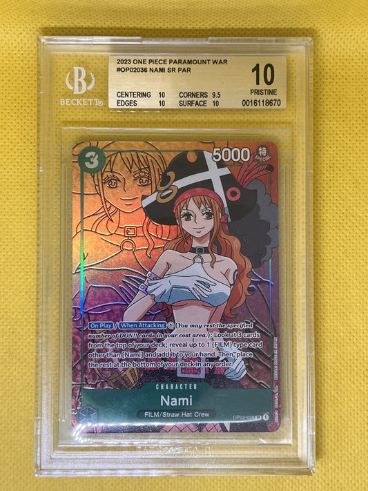 Nami OP02-036 Super Rare Alt Art Paramount War BGS 10