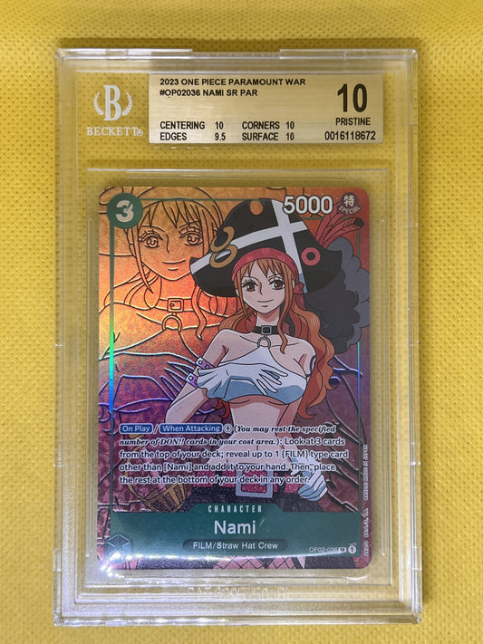 Nami OP02-036 Super Rare Alt Art Paramount War BGS 10