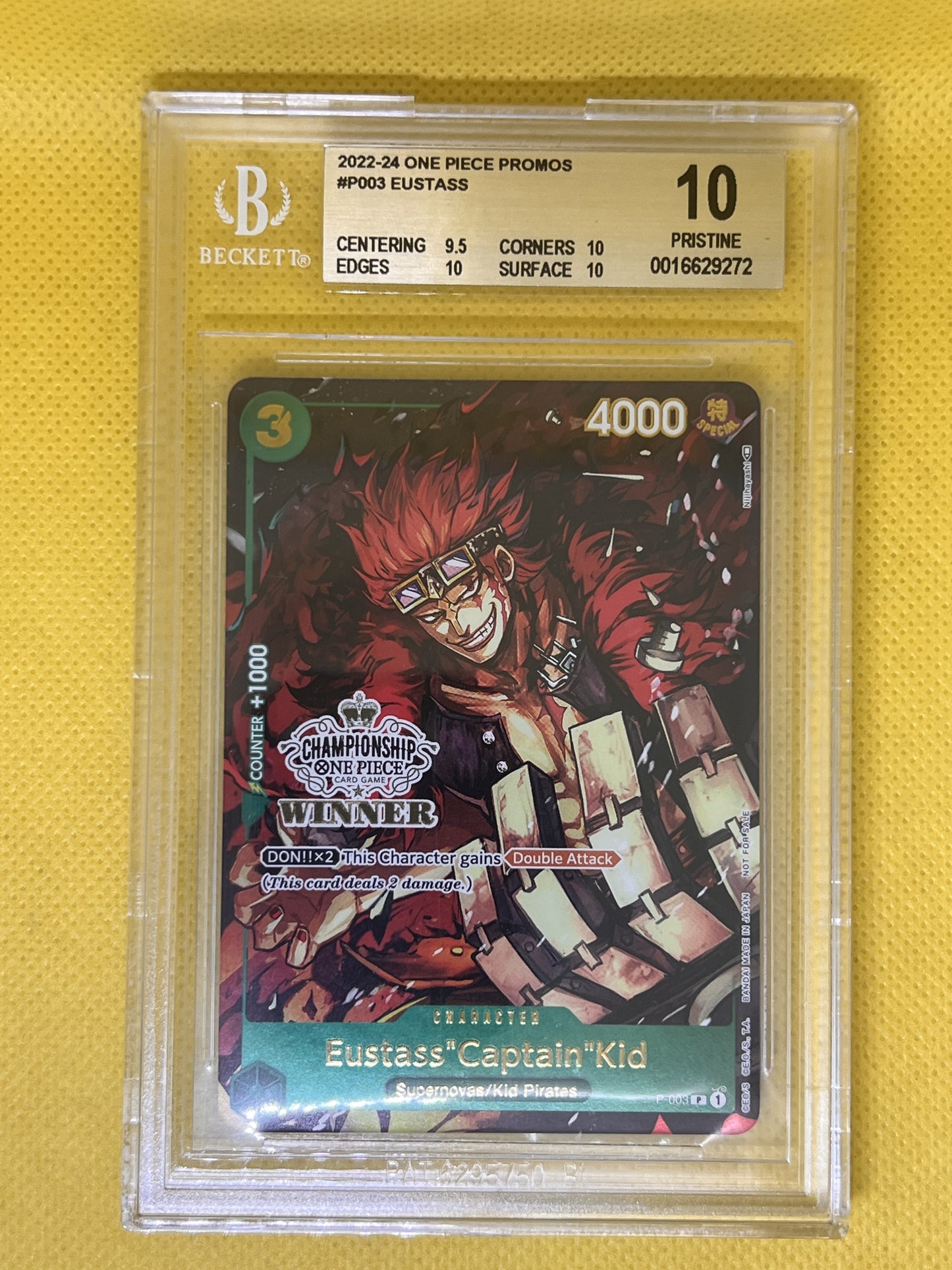 Eustass "Captain" Kid P-003 Store Championship Vol.2 Winner BGS 10