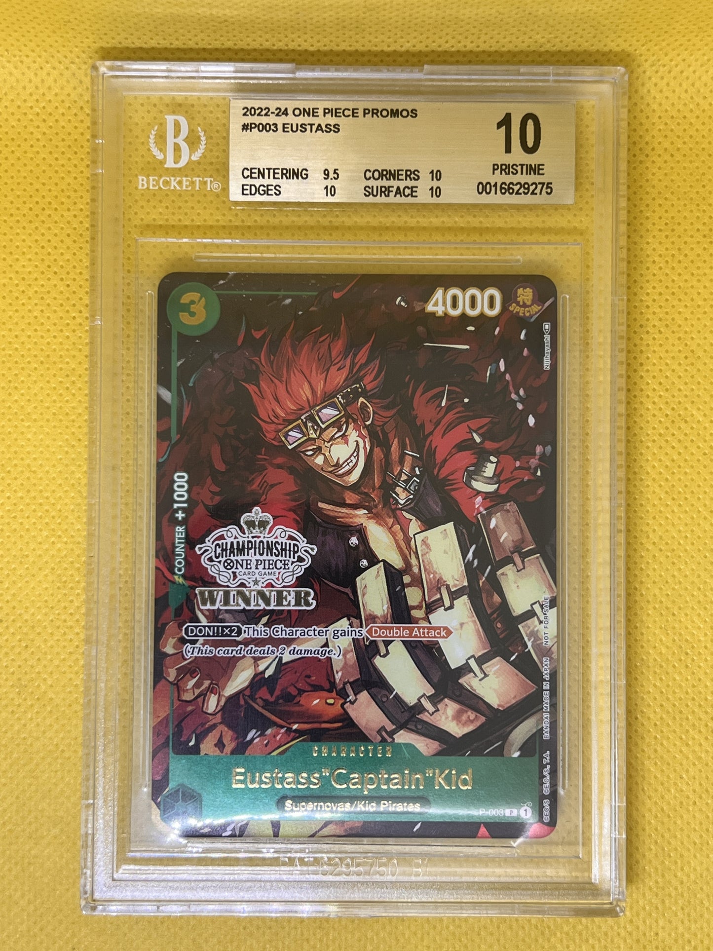 Eustass "Captain" Kid P-003 Store Championship Vol.2 Winner BGS 10