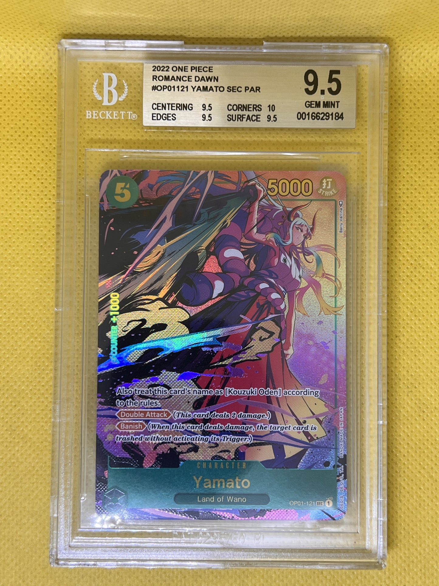 Yamato OP01-121 Secret Rare Alt Art Romance Dawn BGS 9.5