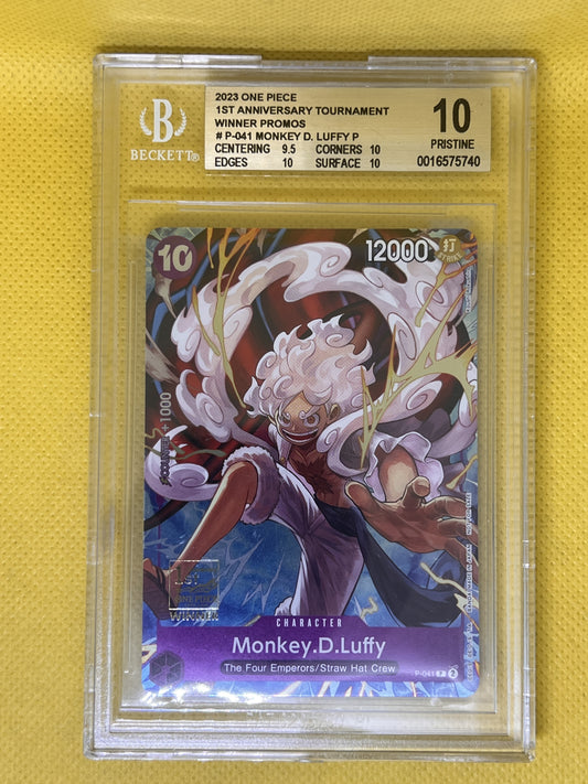 Monkey.D.Luffy P-041 1st Anniversary Winner Promo BGS 10