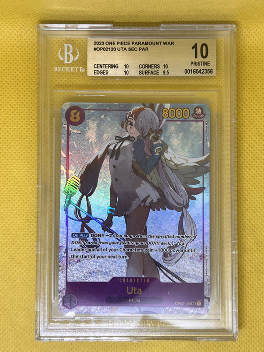 Uta OP02-120 Secret Rare Alt Art Paramount War BGS 10