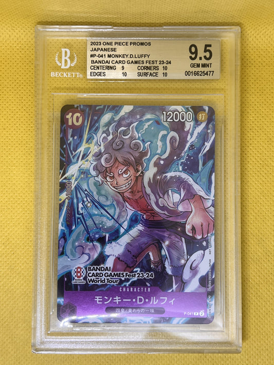 Monkey.D.Luffy P-041 Japanese World Battle Fest 2023-2024 Promo BGS 9.5