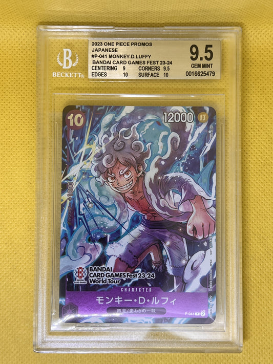 Monkey.D.Luffy P-041 Japanese World Battle Fest 2023-2024 Promo BGS 9.5